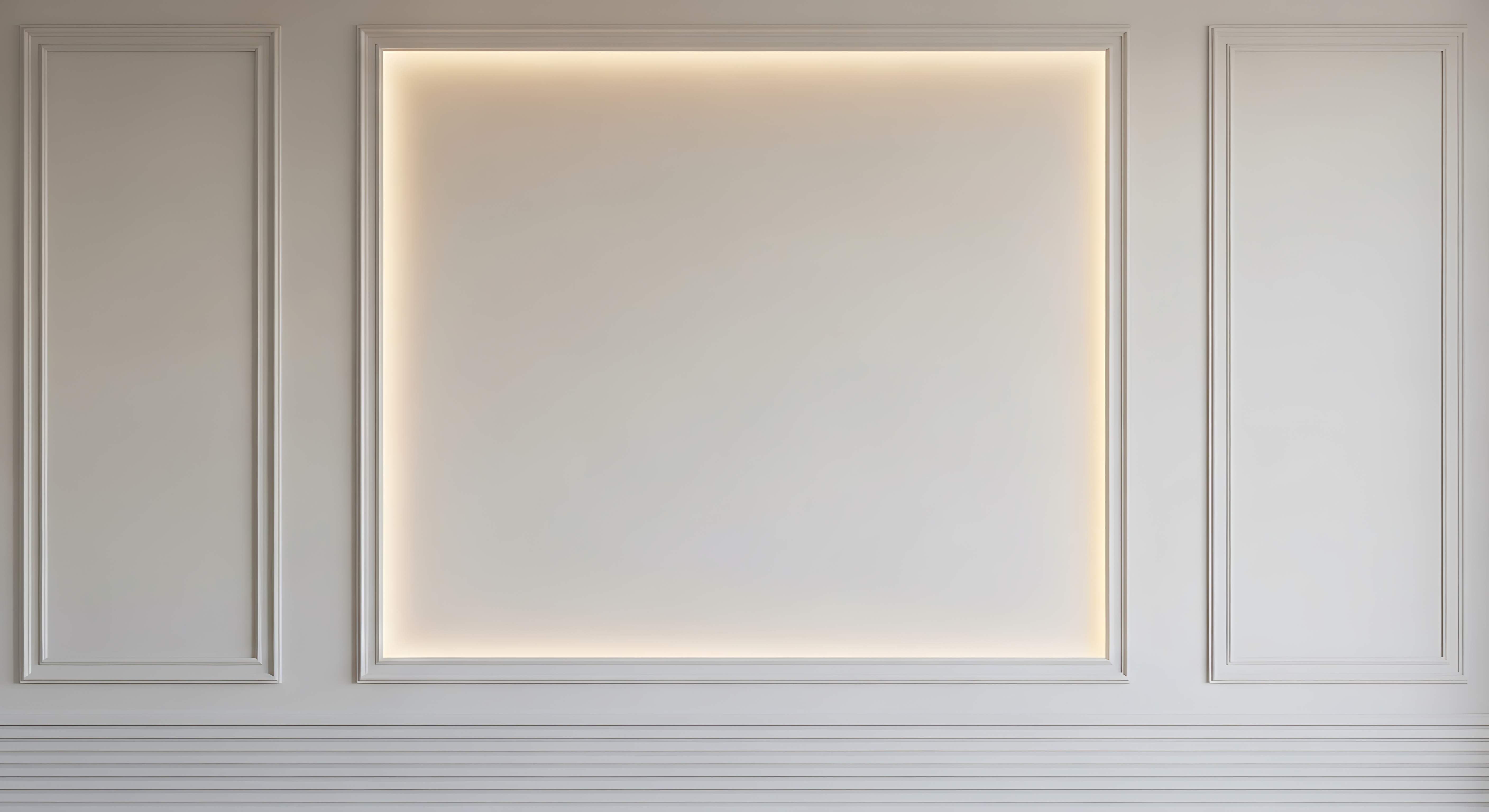 Modern panel moulding with recessed lighting